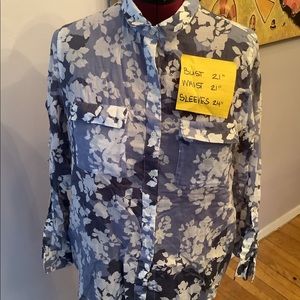 GAP Sheer blue floral boyfriend for button up blouse